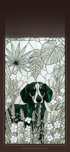 Dachshund wallpaper, Botanical Green