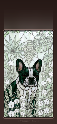 French Bulldog wallpaper, Botanical Green