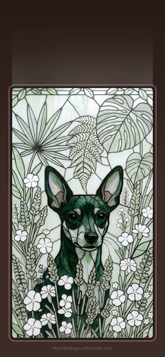 Mini Pinscher wallpaper, Botanical Green
