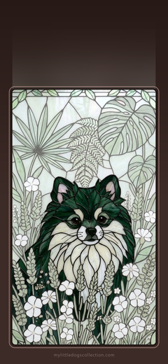Pomeranian wallpaper, Botanical Green