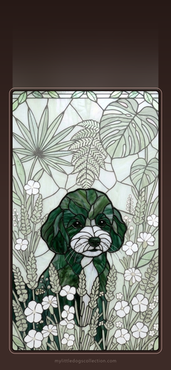 Toy Poodle wallpaper, Botanical Green
