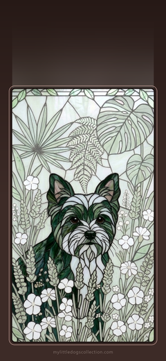 Yorkie wallpaper, Botanical Green