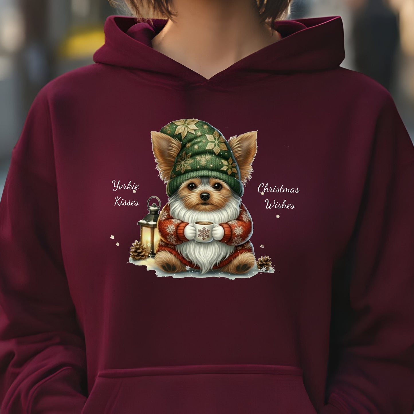 Magical Yorkie Christmas Gnome Unisex Premium Hoodie – Cozy Joy for Dog Lovers