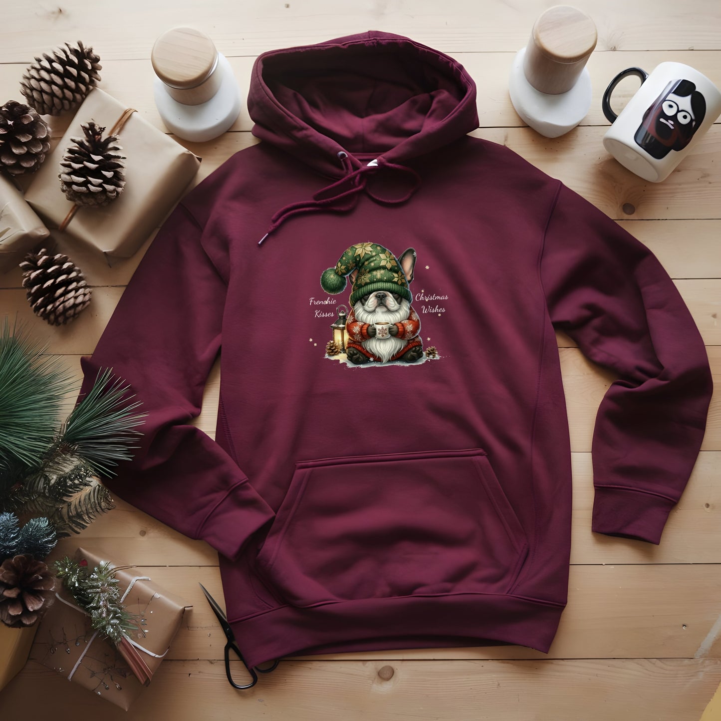 Magical Frenchie Christmas Gnome Unisex Premium Hoodie – Cozy Joy for Dog Lovers