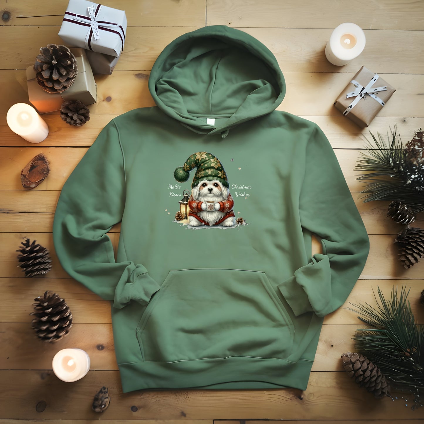 Magical Maltese Christmas Gnome Unisex Premium Hoodie – Cozy Joy for Dog Lovers