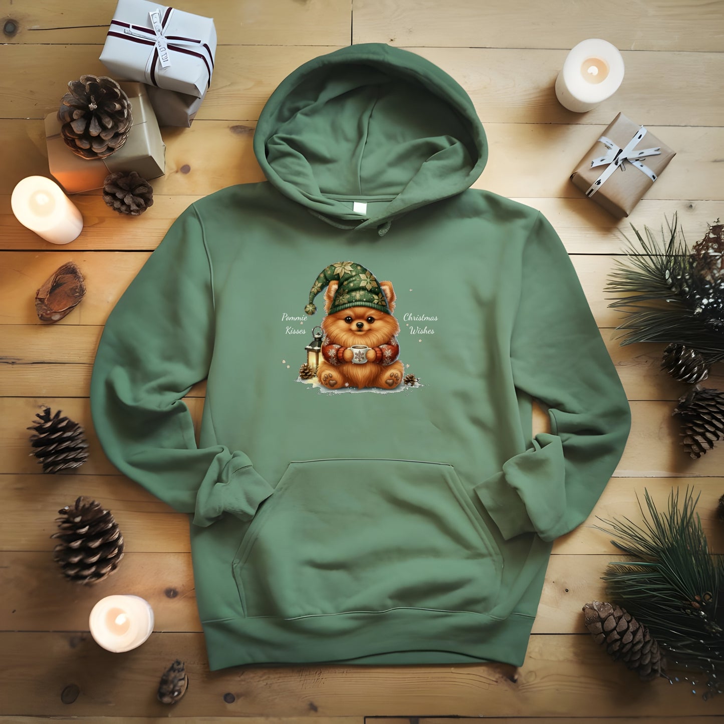 Magical Pomeranian Christmas Gnome Unisex Premium Hoodie – Cozy Joy for Dog Lovers