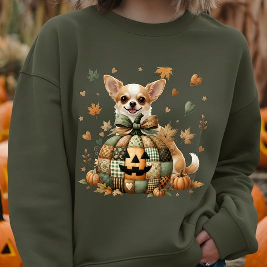 Chihuahua Fall Halloween Patchwork Premium Unisex Sweatshirt