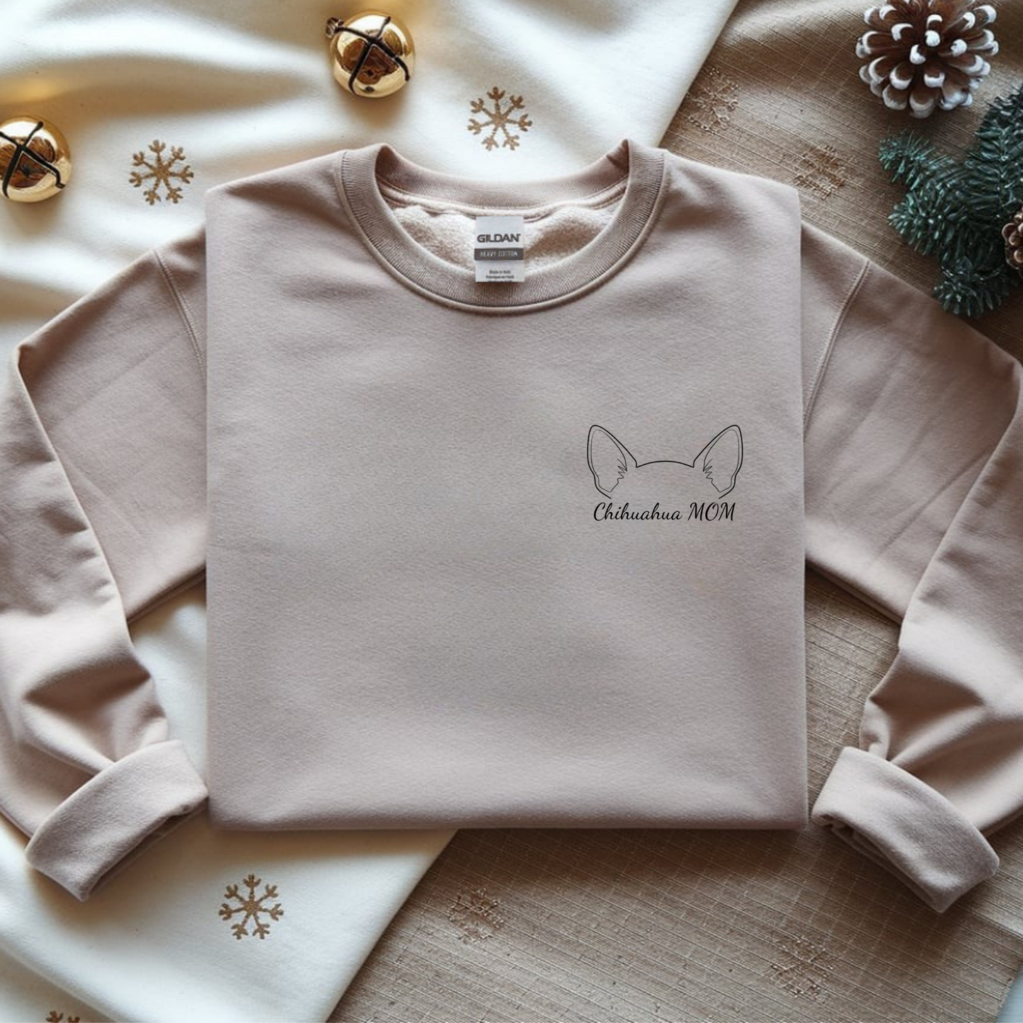 "Chihuahua MOM" Premium Sweatshirt – Minimal Outline Gift for Dog Lovers