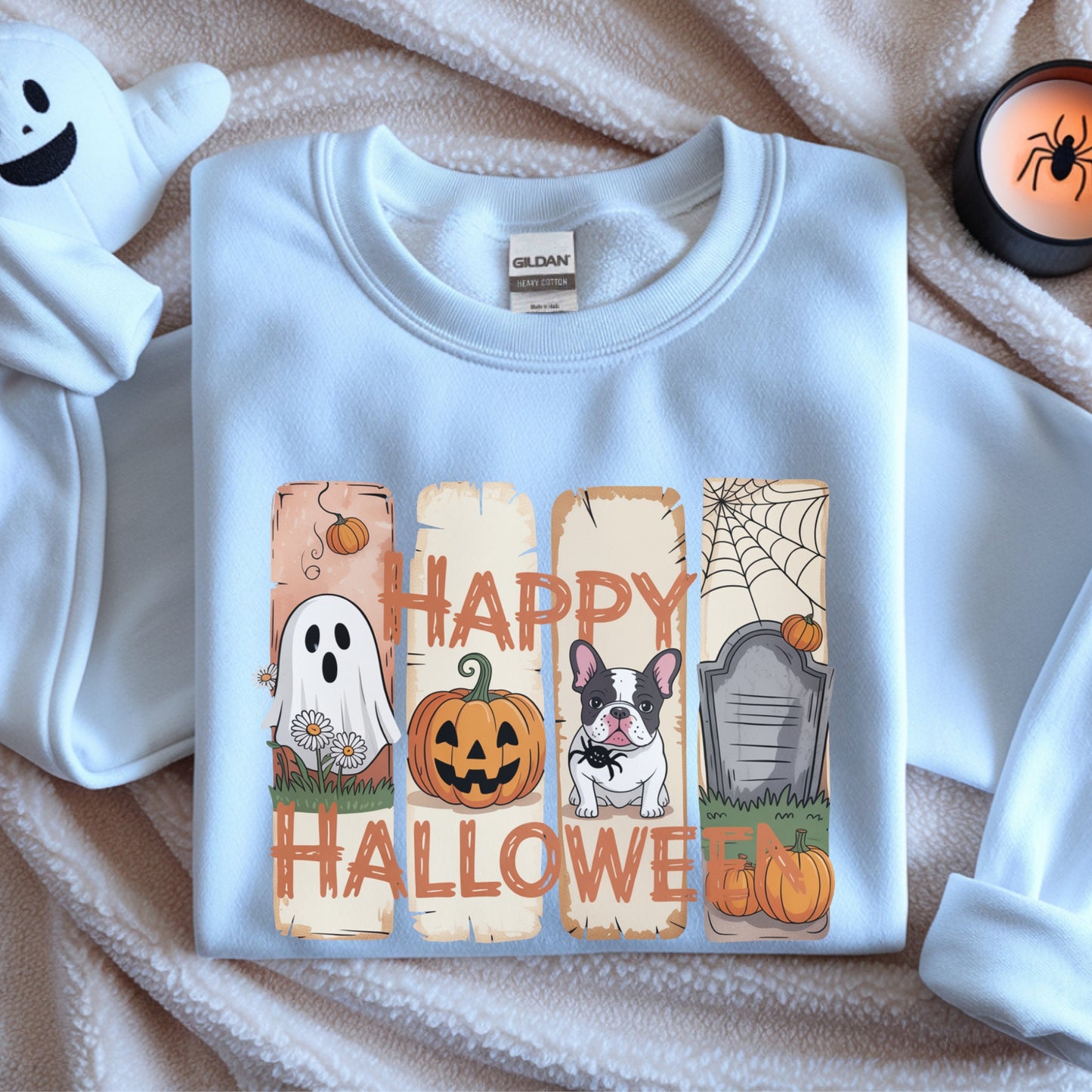 Cozy Frenchie Halloween Sweatshirt – Dog Lover Gift