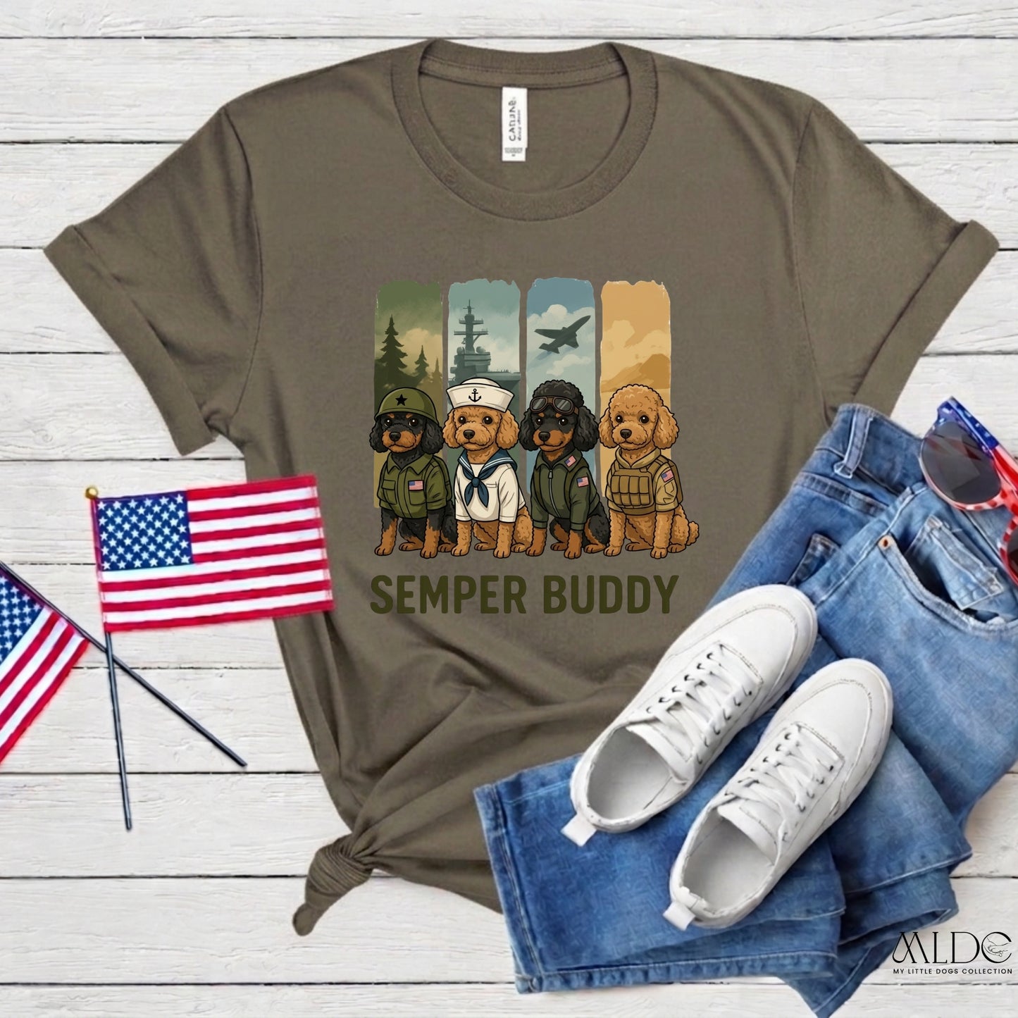 Semper Buddy Toy Poodle Premium Tee — Small Dog, Big Patriot