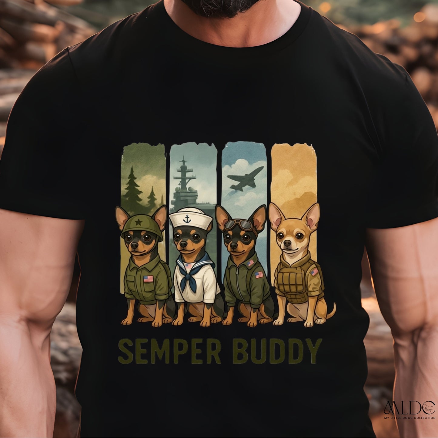 Semper Buddy Chihuahua Premium Tee — Small Dog, Big Patriot