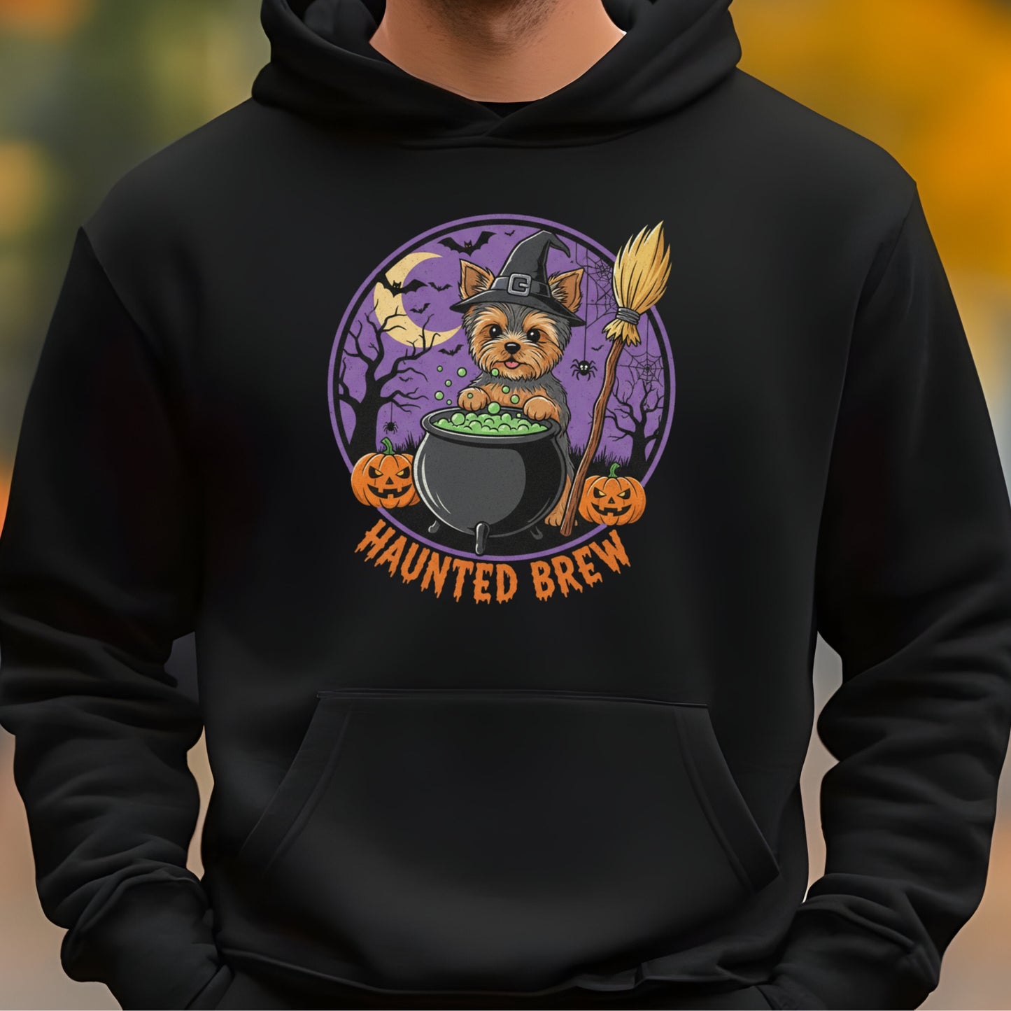 Cute Yorkiew Halloween Unisex Premium Hoodie Witch Cauldron