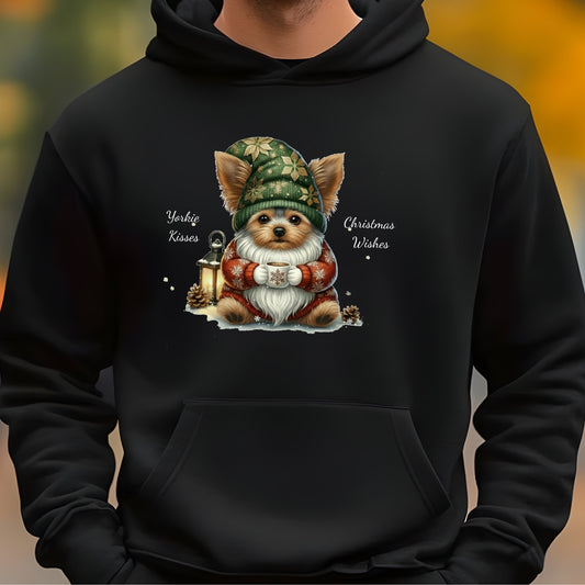 Magical Yorkie Christmas Gnome Unisex Premium Hoodie – Cozy Joy for Dog Lovers
