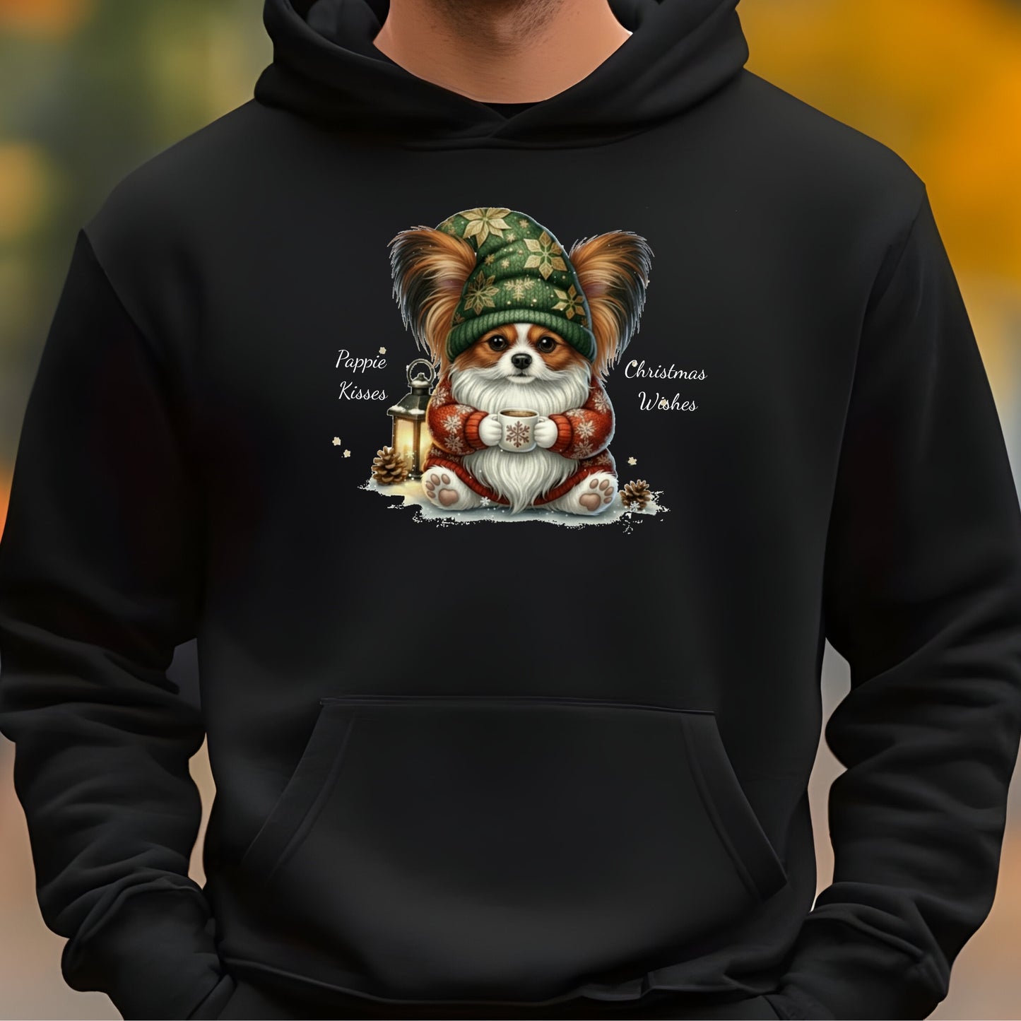 Magical Papillon Christmas Gnome Unisex Premium Hoodie – Cozy Joy for Dog Lovers