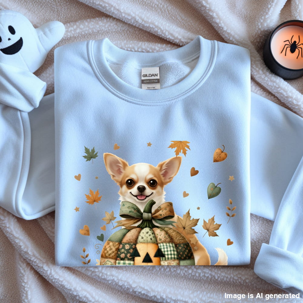 Chihuahua Fall Halloween Patchwork Premium Unisex Sweatshirt - S / White - SWEATSHIRTS