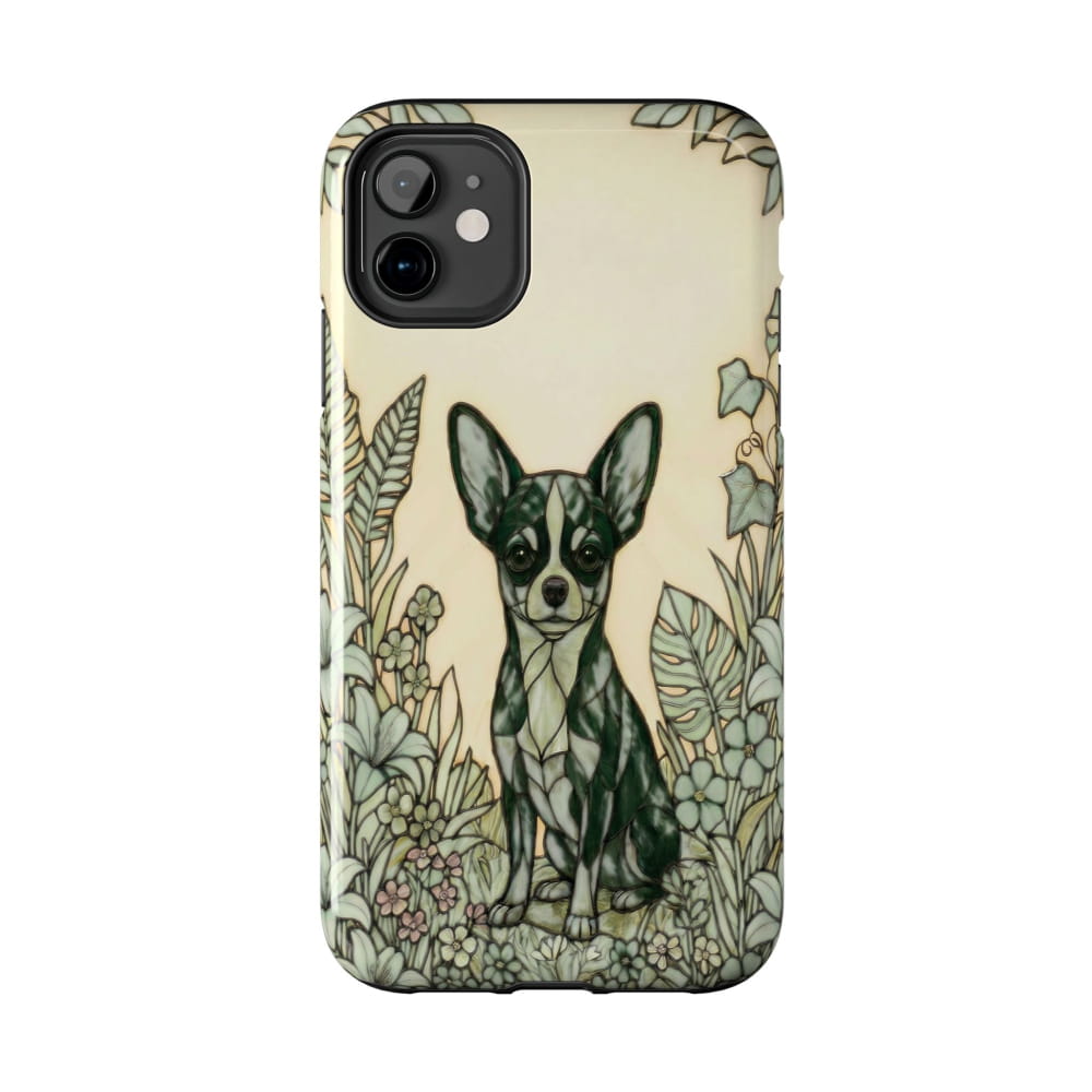 Chihuahua Stained Glass Style Tough Case, Wise & Wild Theme - iPhone 11 - Phone Case