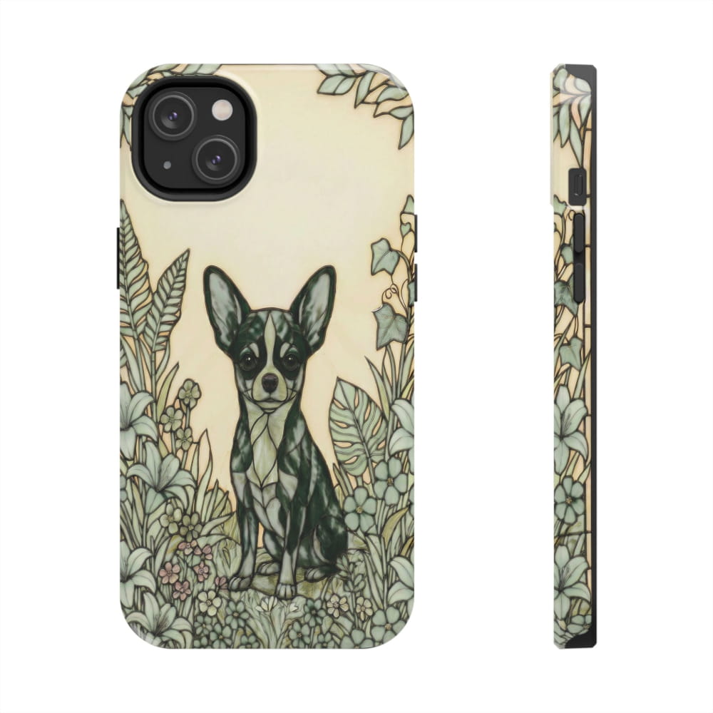 Chihuahua Stained Glass Style Tough Case, Wise & Wild Theme - iPhone 14 Plus - Phone Case
