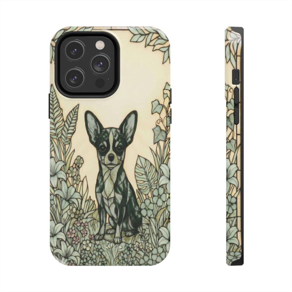 Chihuahua Stained Glass Style Tough Case, Wise & Wild Theme - iPhone 14 Pro Max - Phone Case