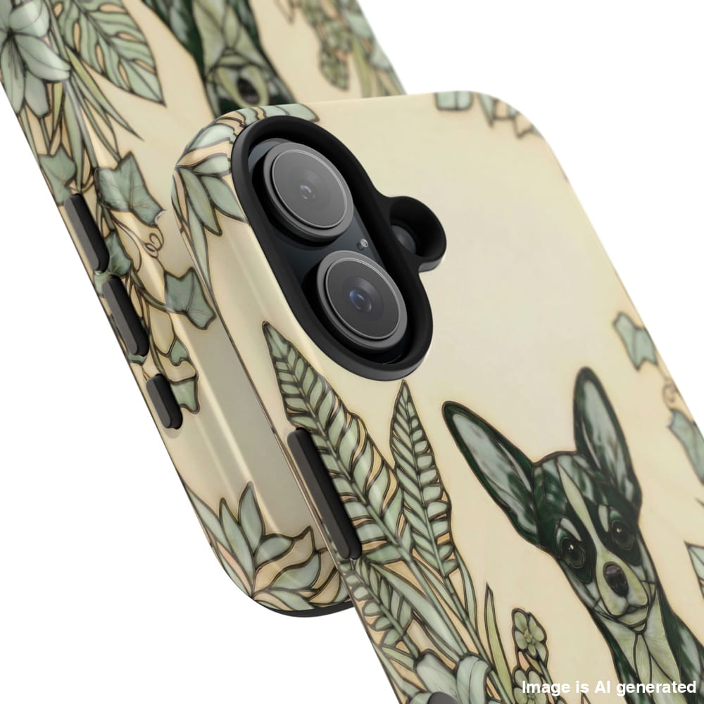 Chihuahua Stained Glass Style Tough Case, Wise & Wild Theme - iPhone 16 - Phone Case