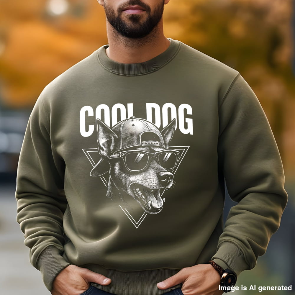 Cool Dog Unisex Premium Sweatshirt - S / Military Green - SWEATSHIRTS