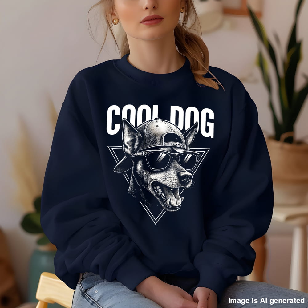 Cool Dog Unisex Premium Sweatshirt - S / Navy - SWEATSHIRTS