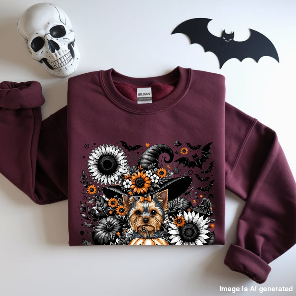 Copy of Cute to Spook – Halloween Yorkie Unisex Premium Sweatshirt - S / Maroon - SWEATSHIRTS