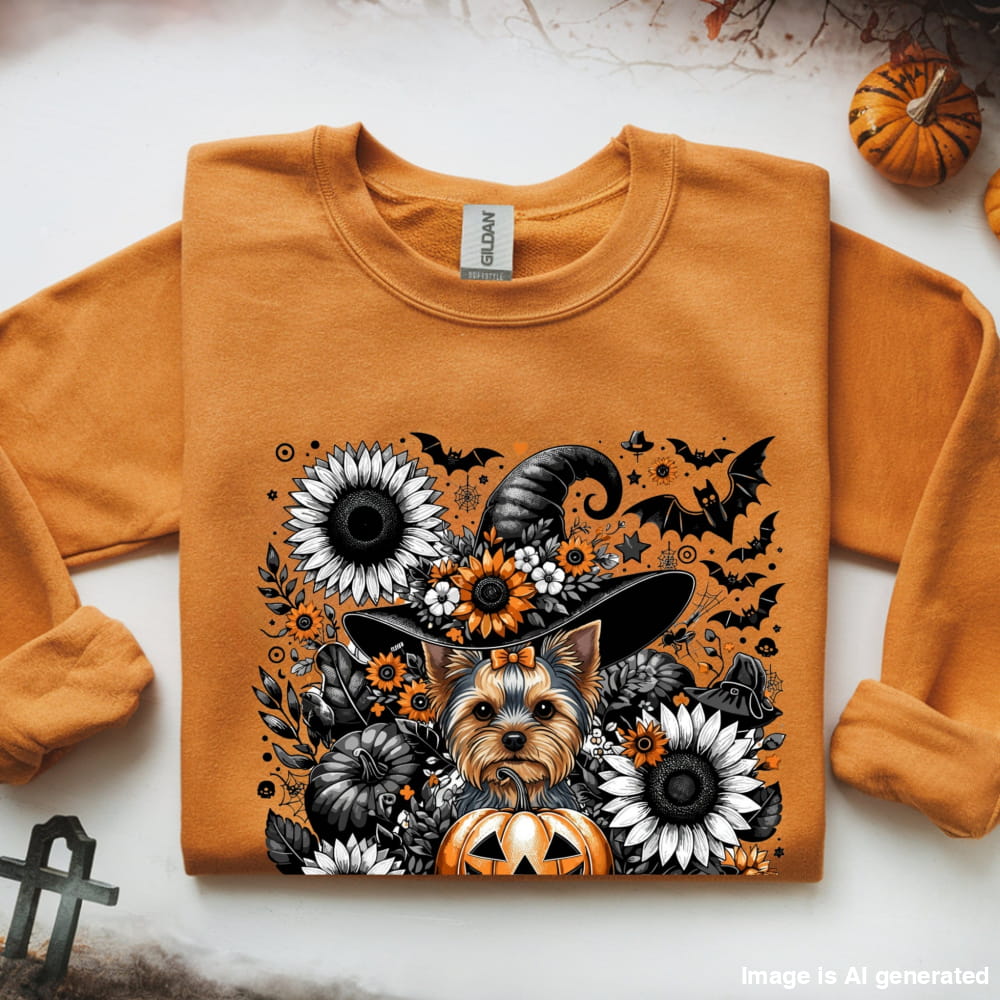 Copy of Cute to Spook – Halloween Yorkie Unisex Premium Sweatshirt - S / Orange - SWEATSHIRTS