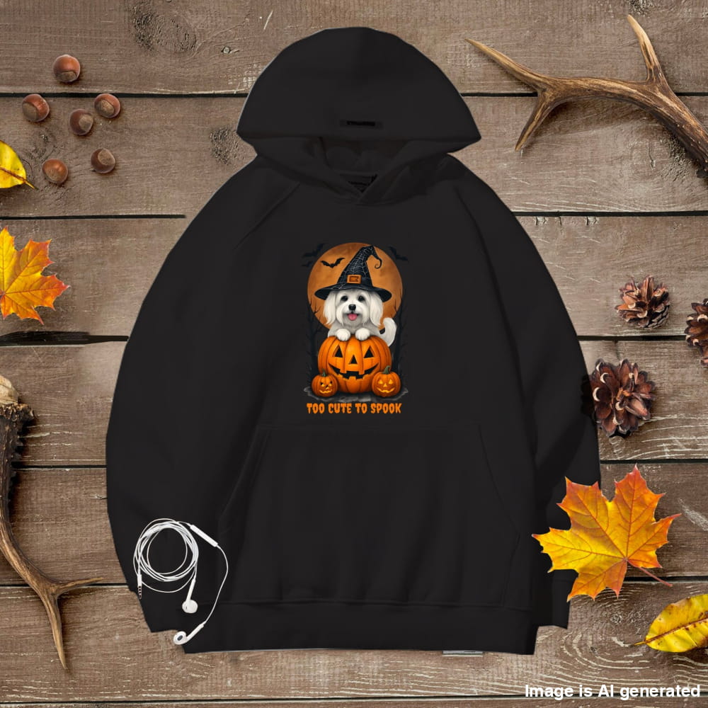 Cute Halloween Unisex Premium Hoodie Maltese Witch - Black / S - HOODIES