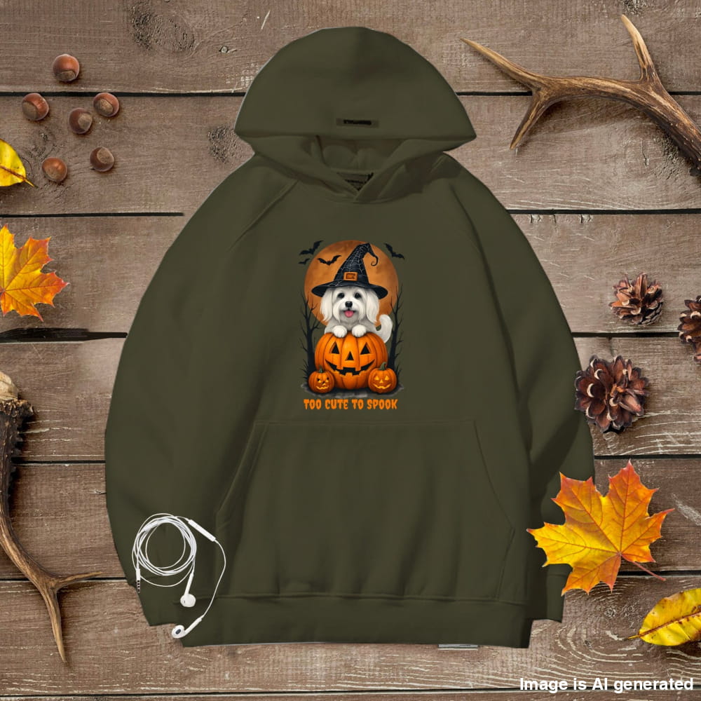 Cute Halloween Unisex Premium Hoodie Maltese Witch - Military Green / S - HOODIES