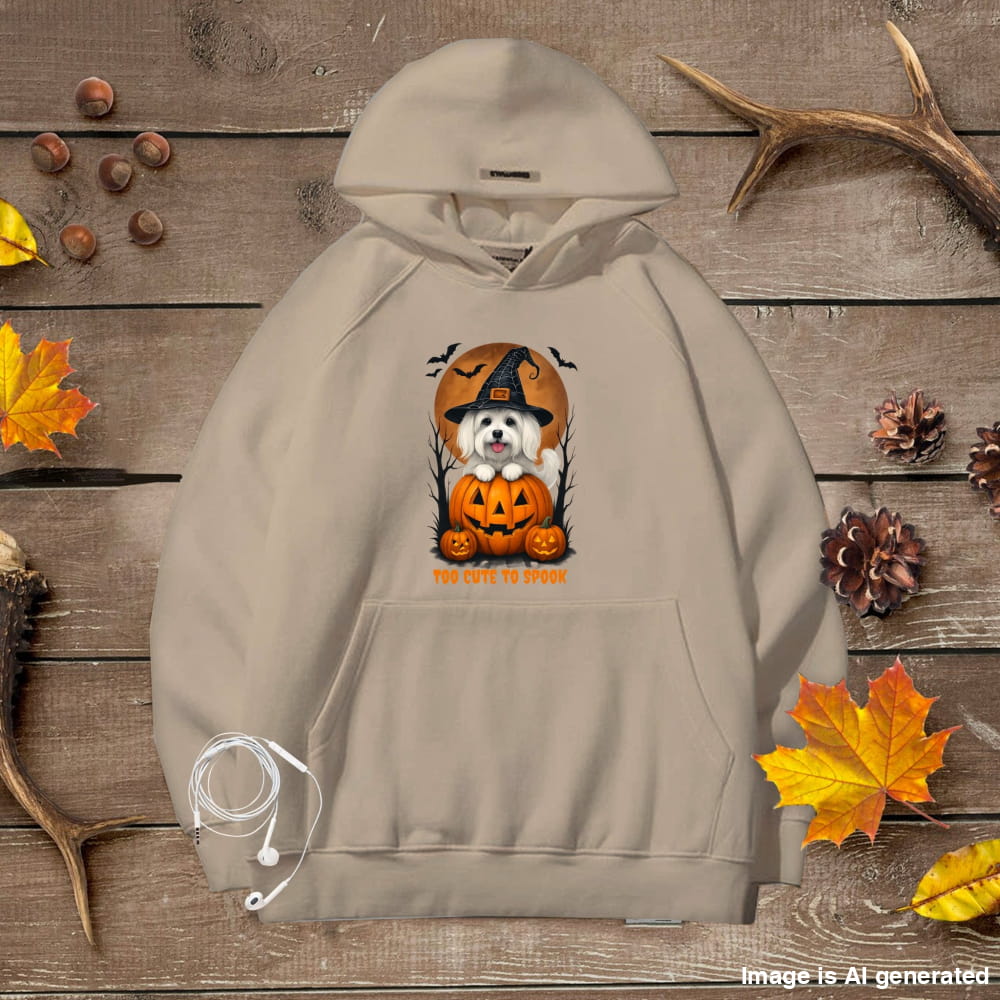 Cute Halloween Unisex Premium Hoodie Maltese Witch - Sand / S - HOODIES