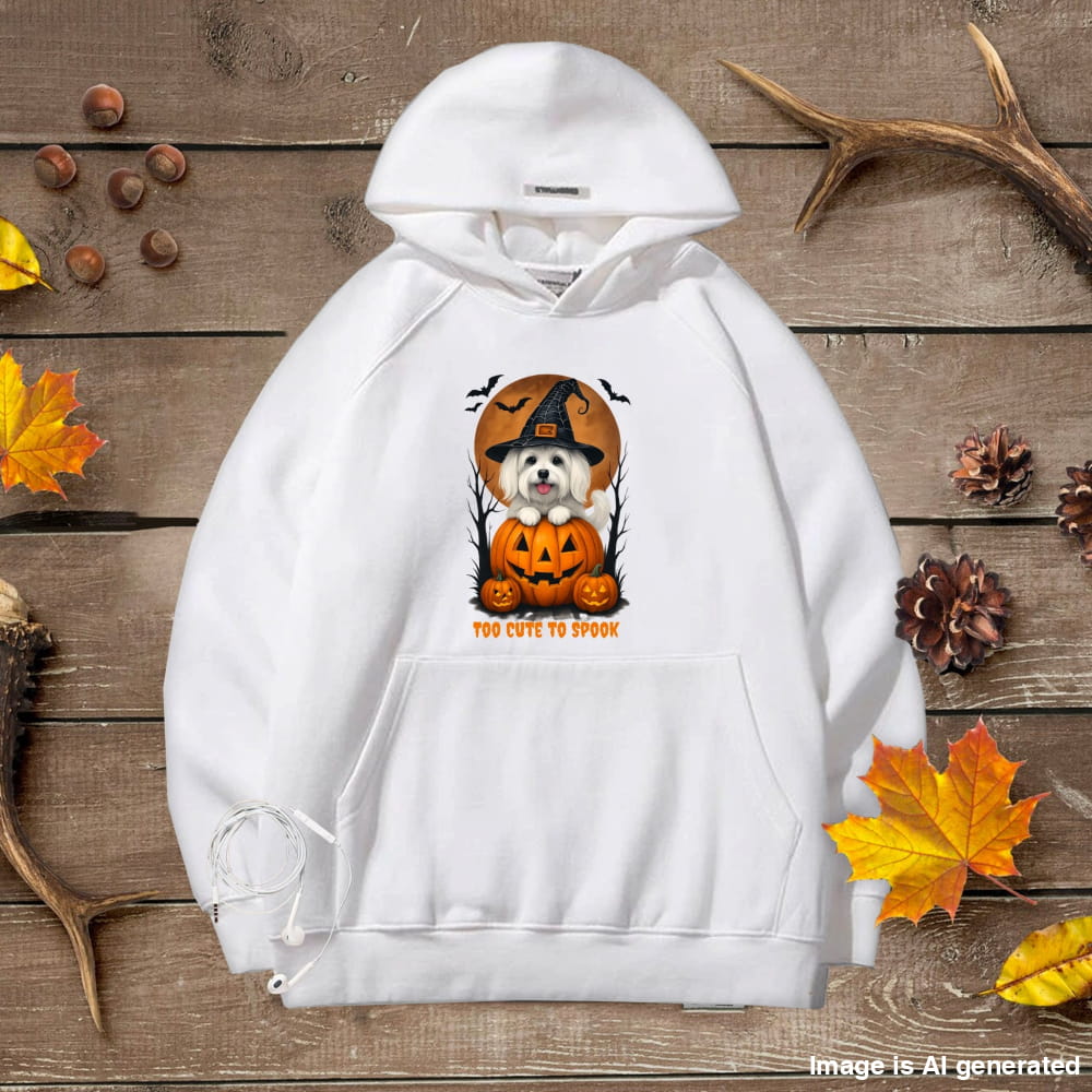 Cute Halloween Unisex Premium Hoodie Maltese Witch - White / S - HOODIES