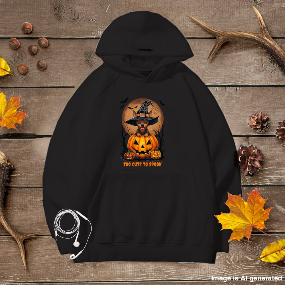Cute Halloween Unisex Premium Hoodie Mini Pinscher Witch - Black / S - HOODIES