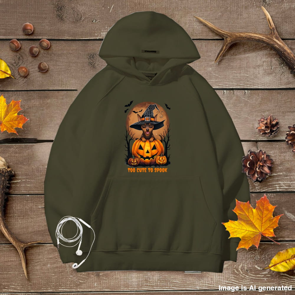 Cute Halloween Unisex Premium Hoodie Mini Pinscher Witch - Military Green / S - HOODIES