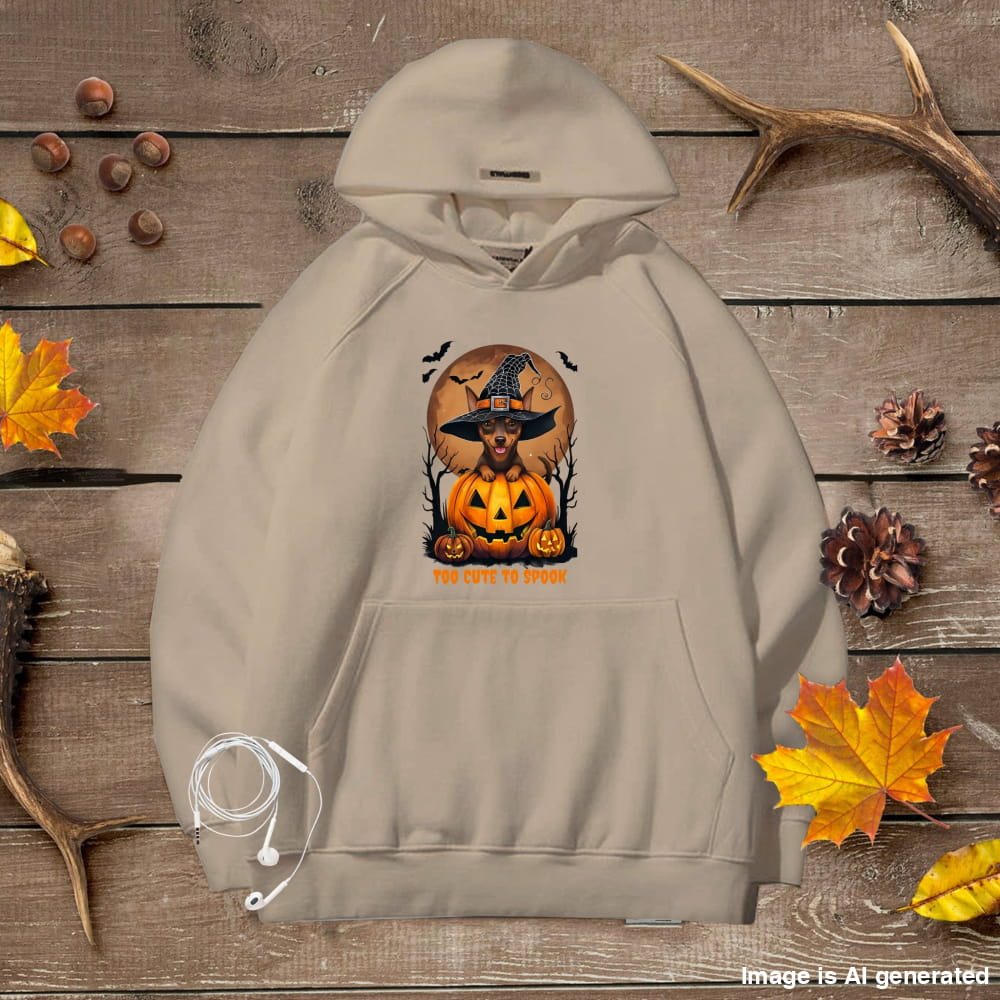 Cute Halloween Unisex Premium Hoodie Mini Pinscher Witch - Sand / S - HOODIES