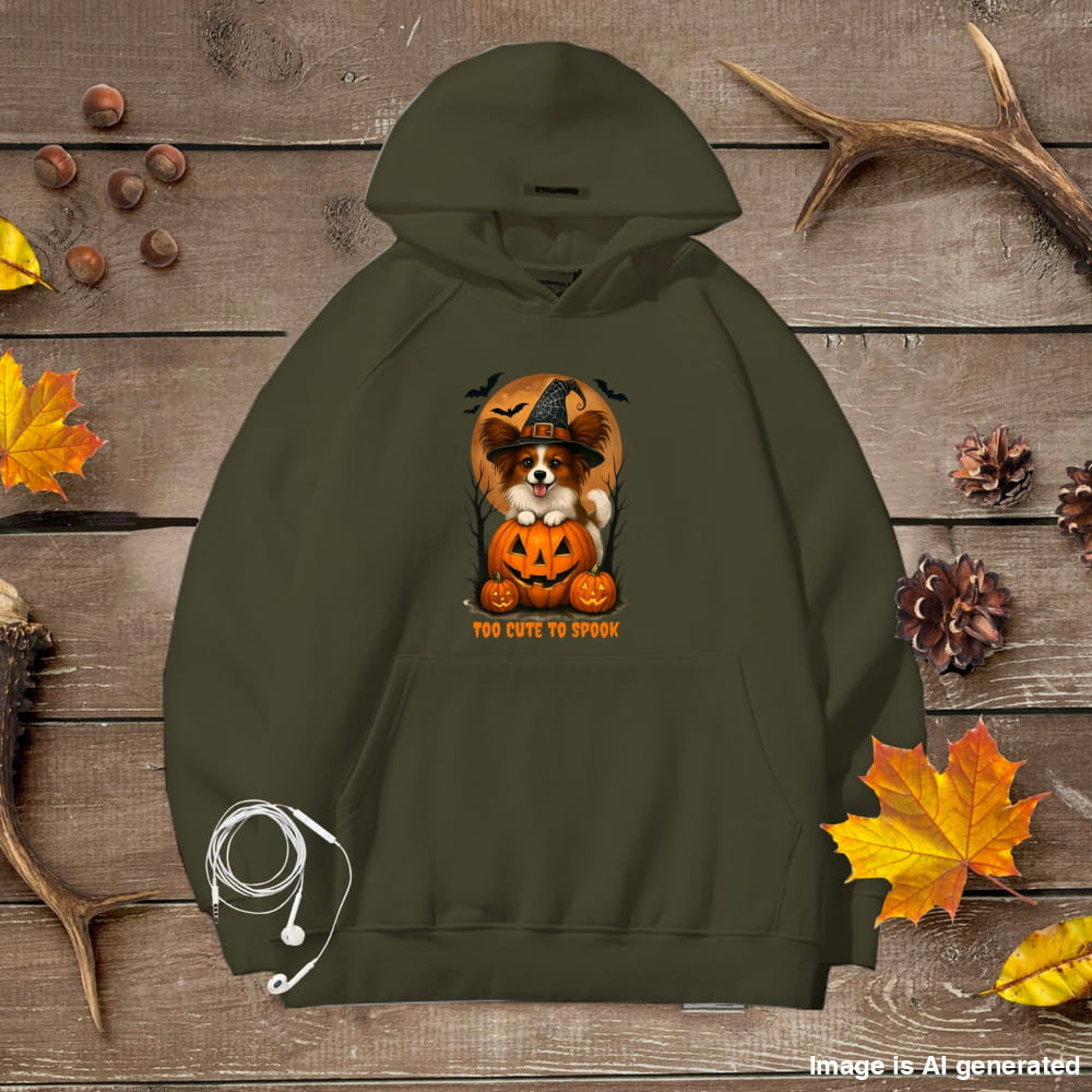 Cute Halloween Unisex Premium Hoodie Papillon Witch - Military Green / S - HOODIES