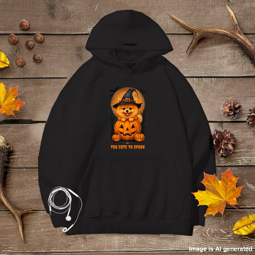Cute Halloween Unisex Premium Hoodie Pomeranian Witch - Black / S - HOODIES