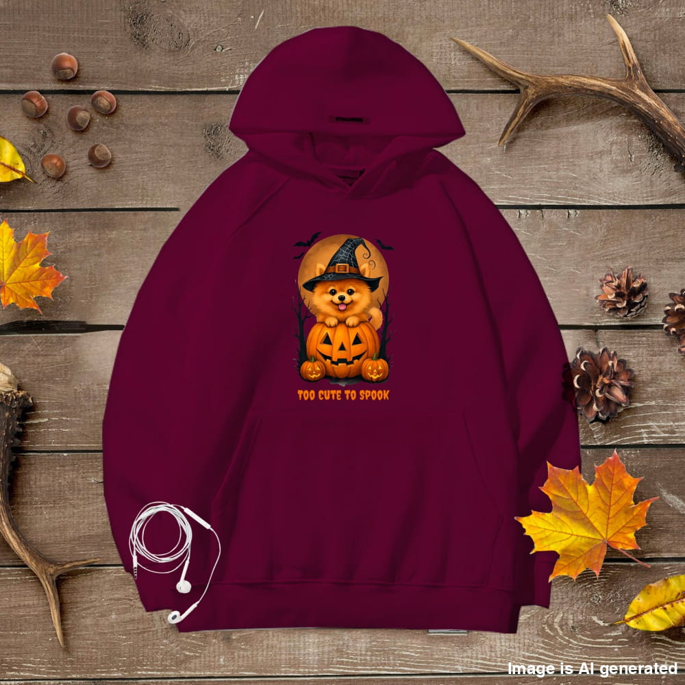 Cute Halloween Unisex Premium Hoodie Pomeranian Witch - Maroon / S - HOODIES