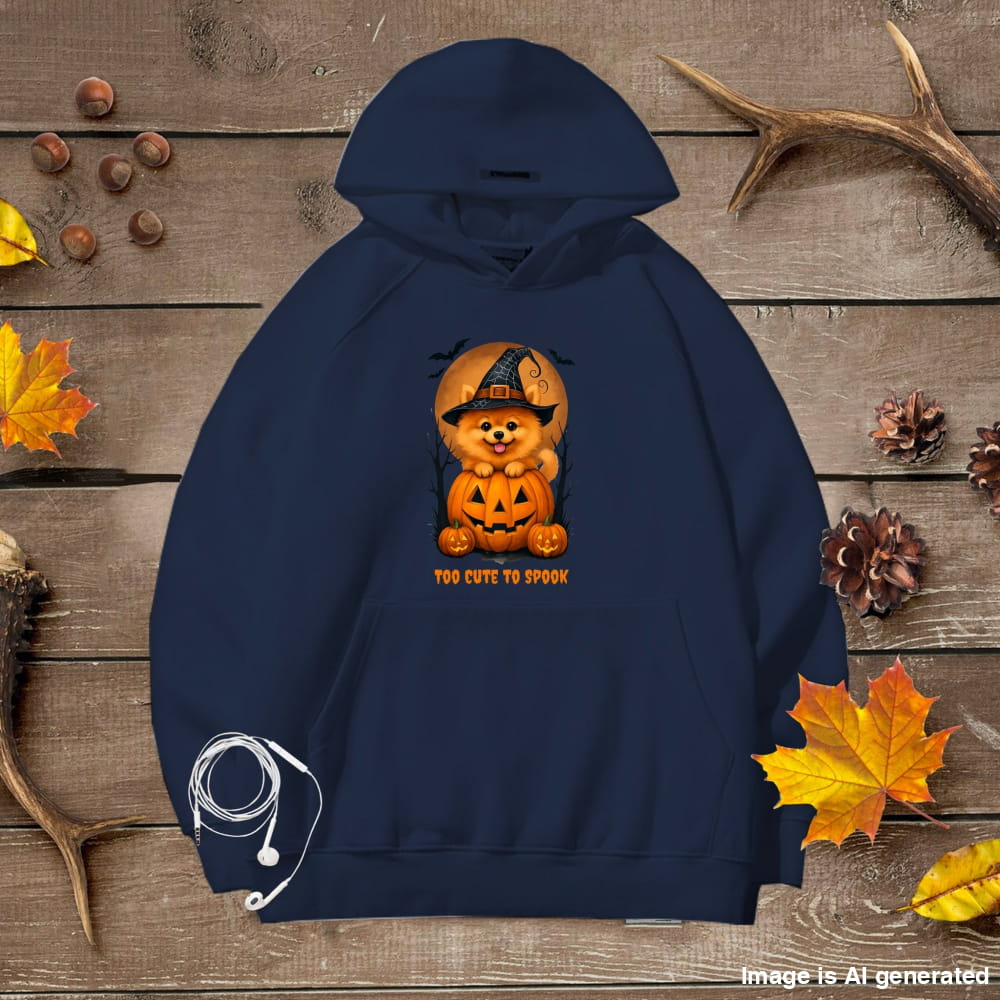 Cute Halloween Unisex Premium Hoodie Pomeranian Witch - Navy / S - HOODIES