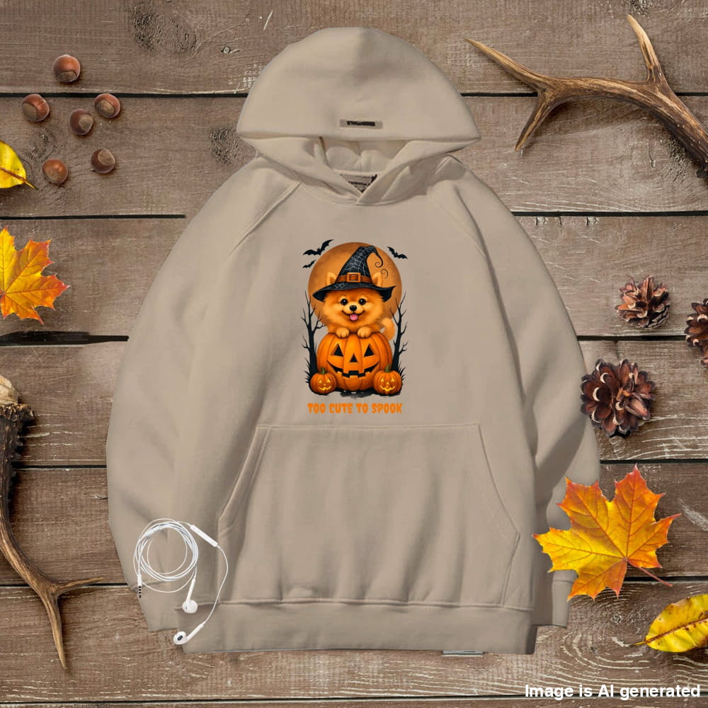 Cute Halloween Unisex Premium Hoodie Pomeranian Witch - Sand / S - HOODIES