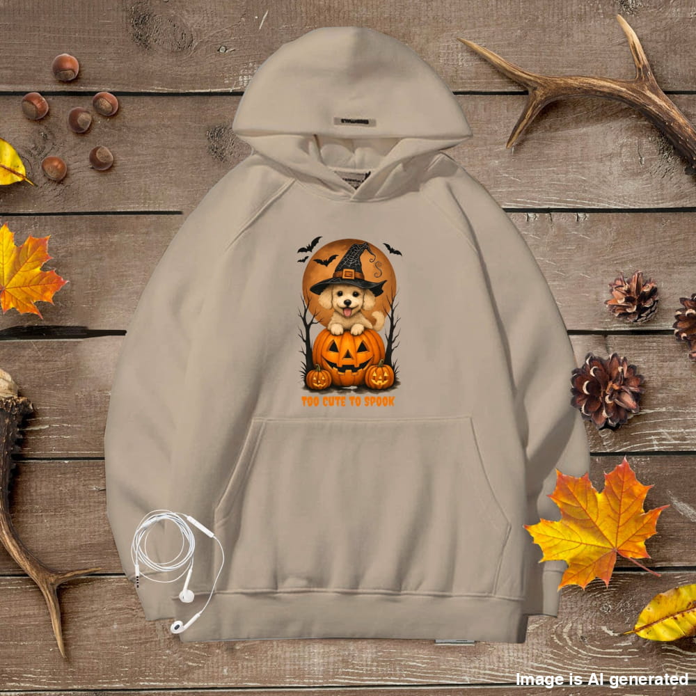 Cute Halloween Unisex Premium Hoodie Toy Poodle Witch - Sand / S - HOODIES
