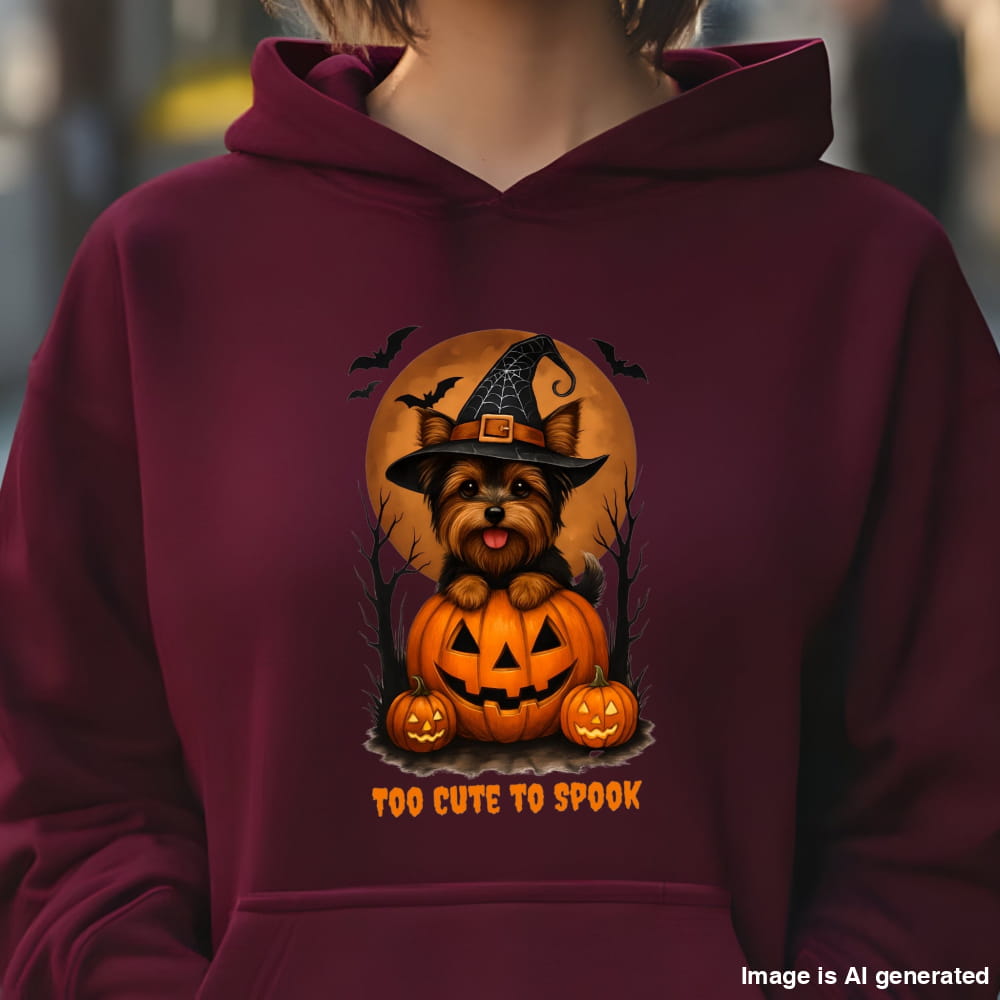 Cute Halloween Unisex Premium Hoodie Yorkie Witch - HOODIES