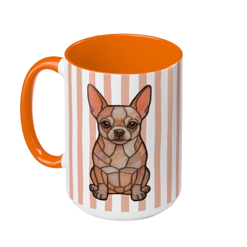 Cute light Orange Striped Chihuahua Ceramic Cup - 11oz / Orange - Mug