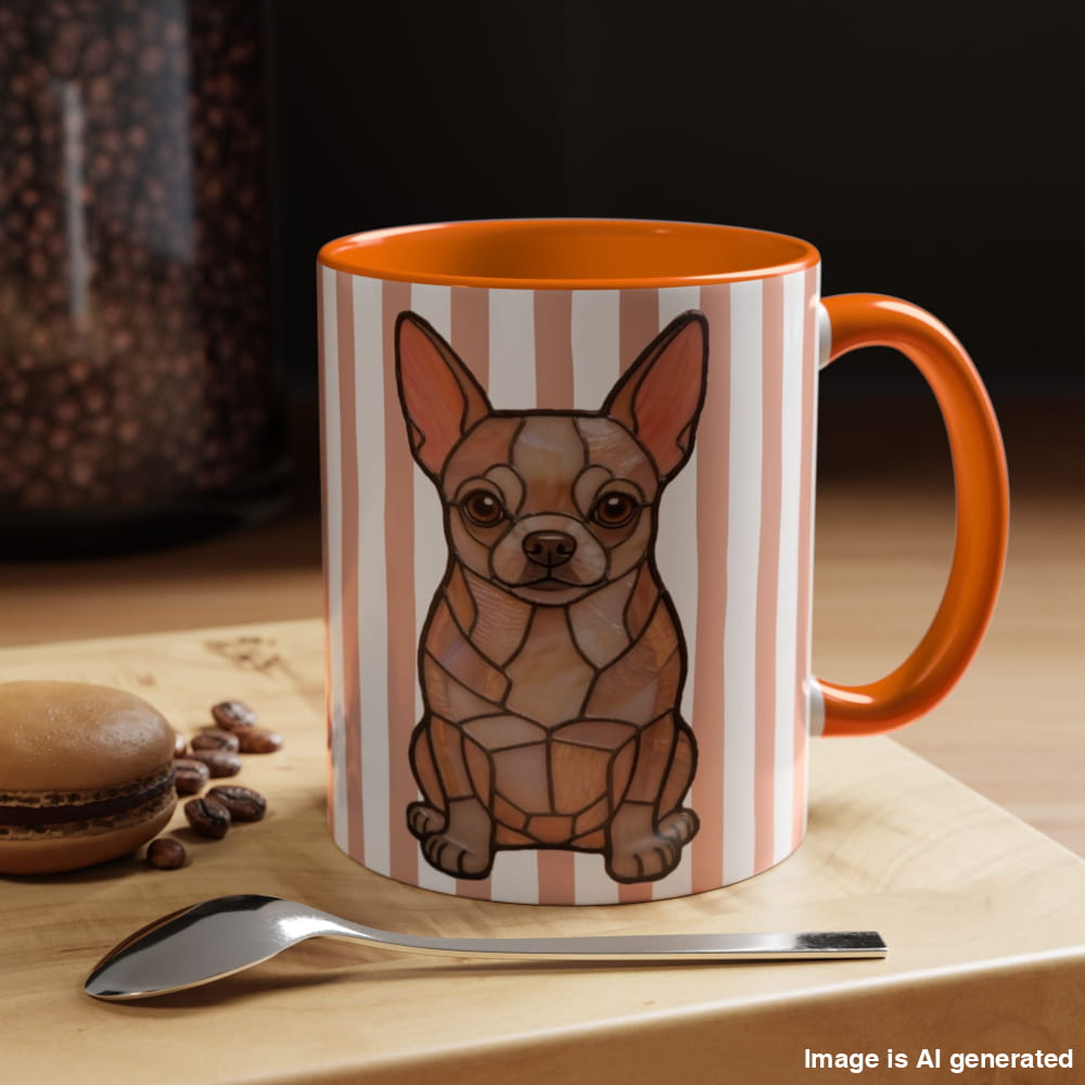Cute light Orange Striped Chihuahua Ceramic Cup - 11oz / Orange - Mug
