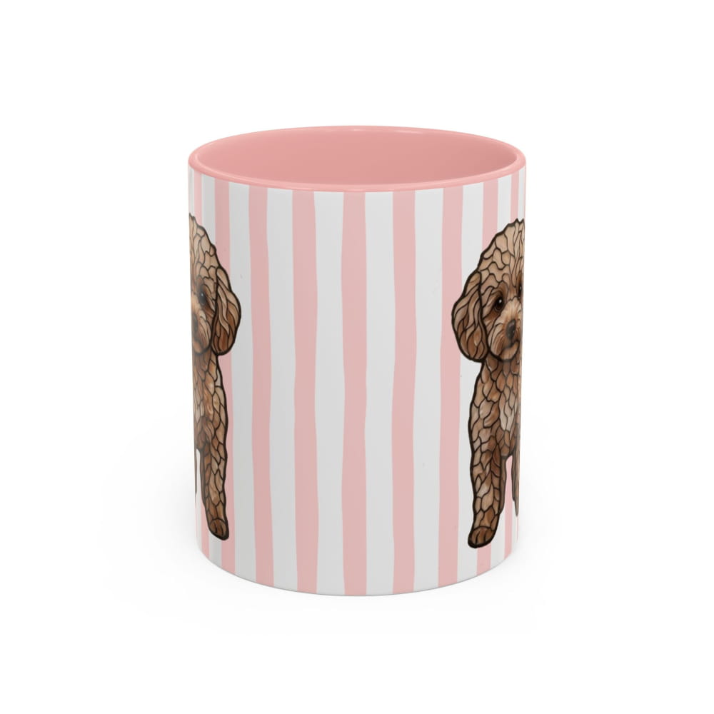 Cute Light Pink Striped Toy Poodle Ceramic Cup - 11oz / Pink - Mug