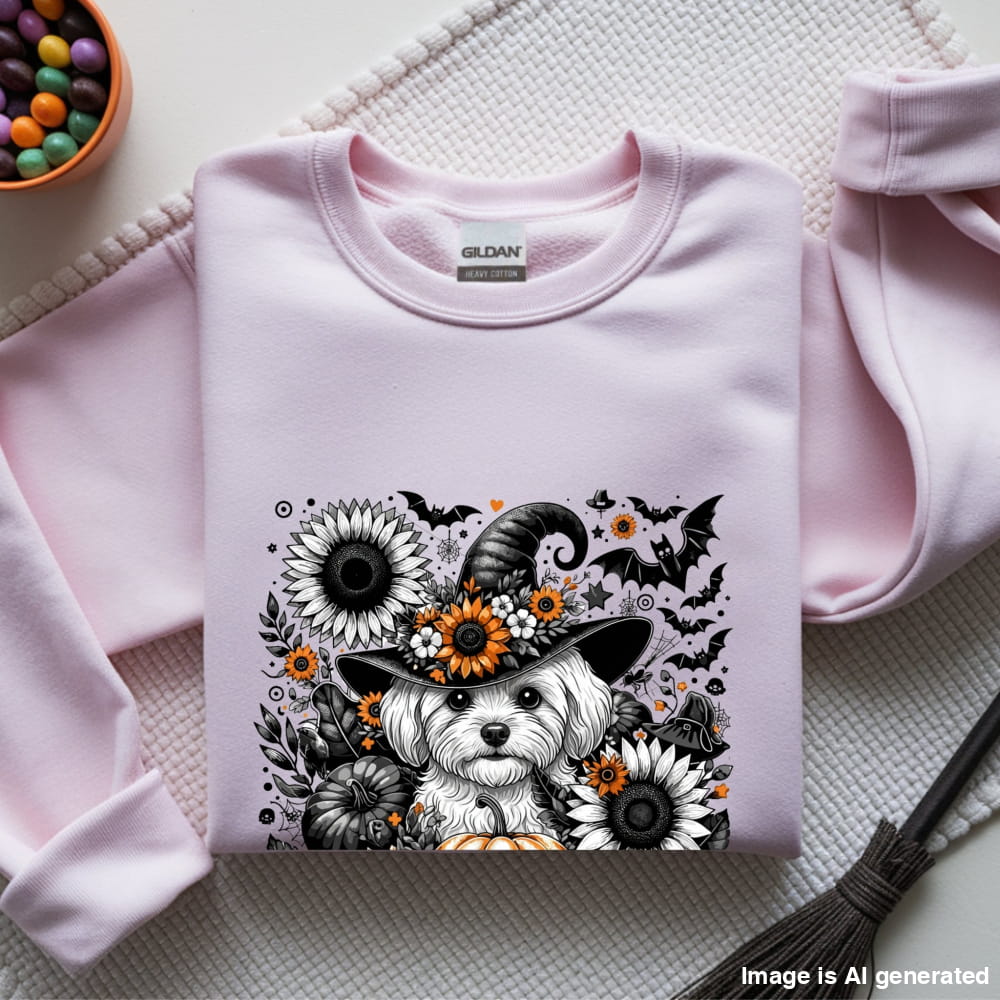 Cute to Spook – Halloween Maltese Unisex Premium Sweatshirt - S / Light Pink - SWEATSHIRTS
