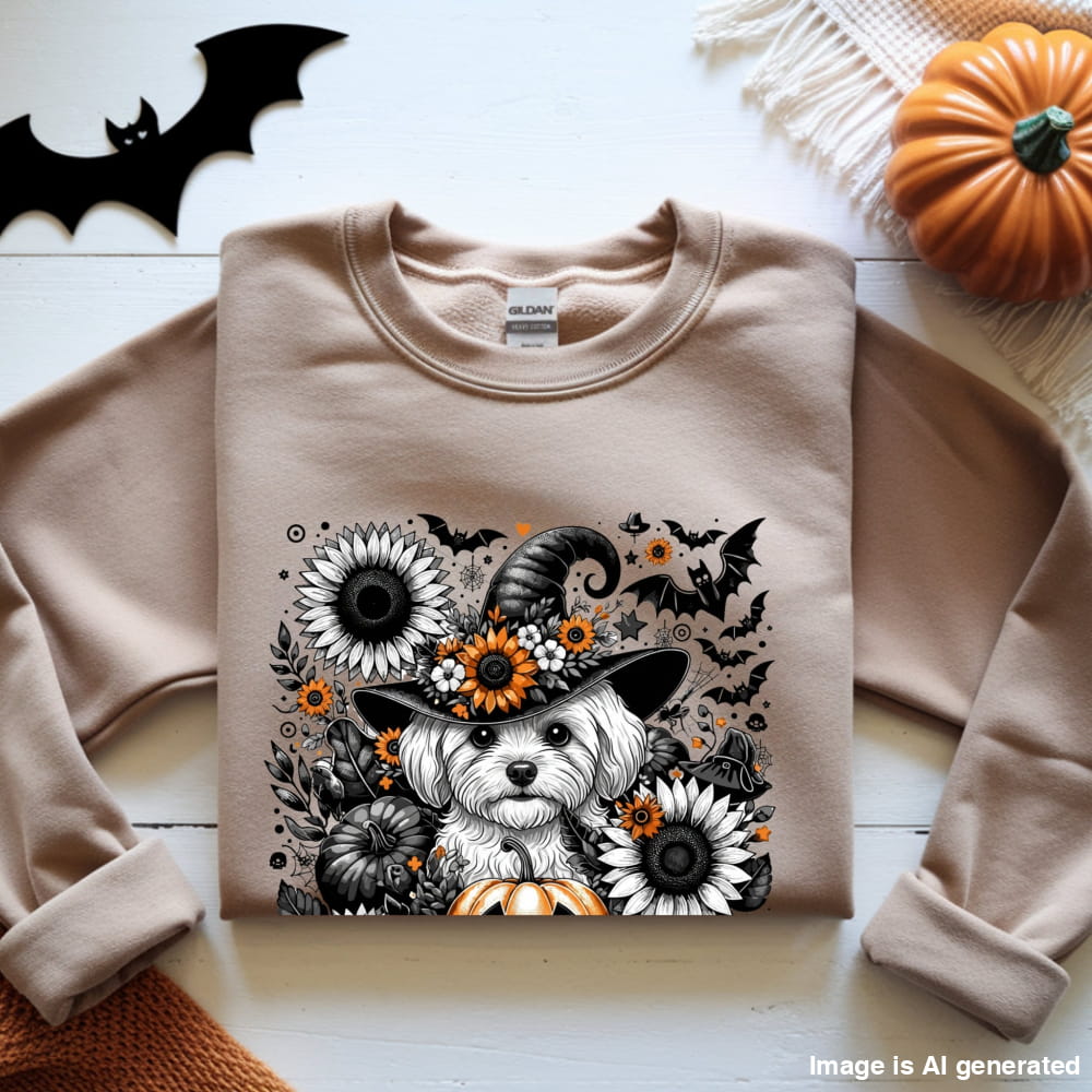 Cute to Spook – Halloween Maltese Unisex Premium Sweatshirt - S / Sand - SWEATSHIRTS
