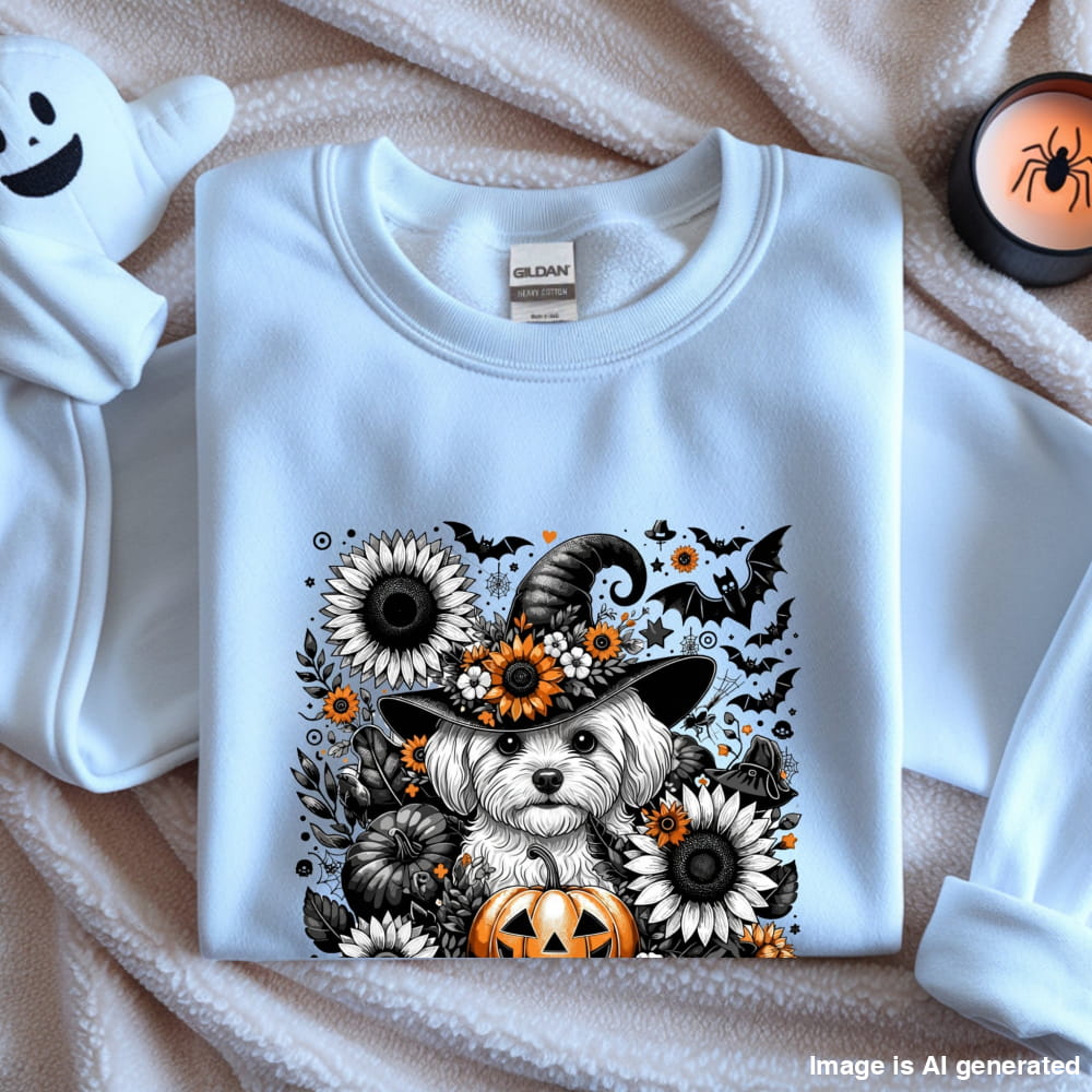 Cute to Spook – Halloween Maltese Unisex Premium Sweatshirt - S / White - SWEATSHIRTS