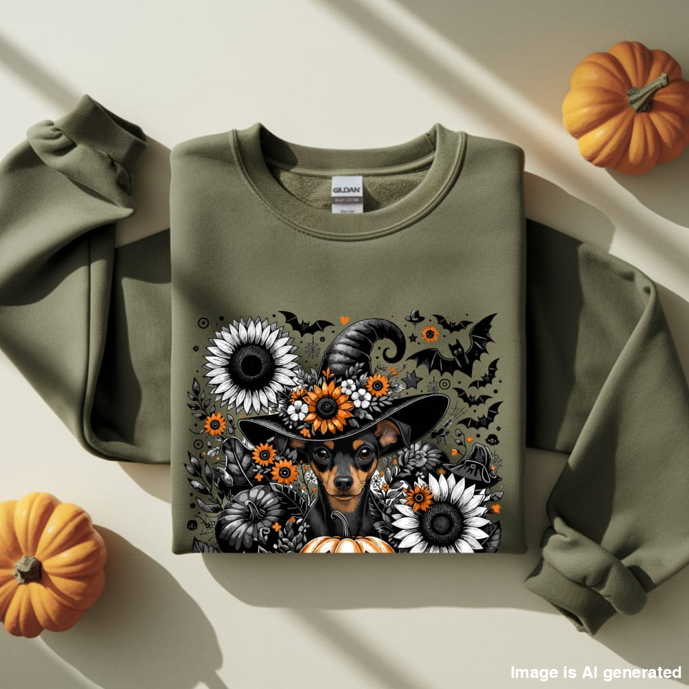 Cute to Spook – Halloween Mini Pinscher Unisex Premium Sweatshirt - S / Military Green - SWEATSHIRTS