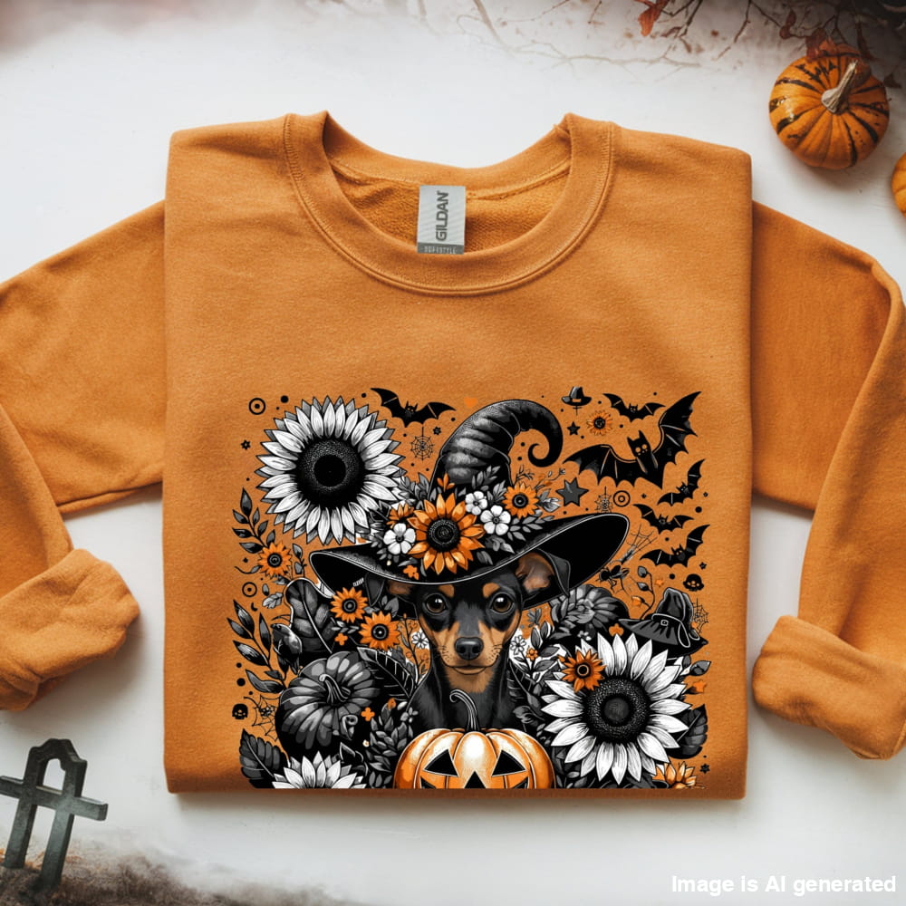 Cute to Spook – Halloween Mini Pinscher Unisex Premium Sweatshirt - S / Orange - SWEATSHIRTS