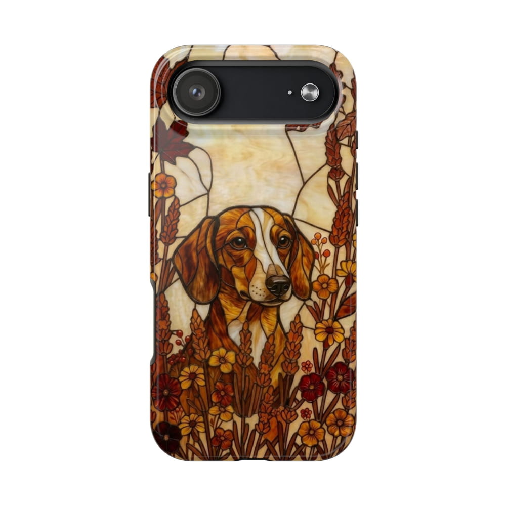 Dachshund Stained Glass Style Tough Case, Autumn Warmth Theme - iPhone 17 Air - Phone Case